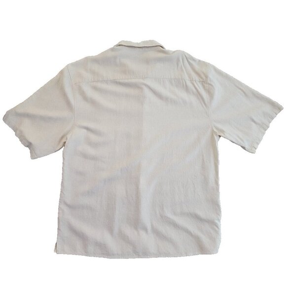 Trust Linen Blend Shirt Men's 5X Natural Tan Short Sleeve Button Down EUC LN - Picture 2 of 10